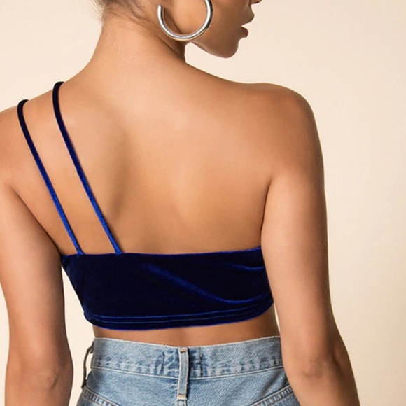 Revolve Superdown Mady Velvet Crop Top - Blue - Picture 4 of 6